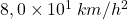 8,0 \times 10^1\: km/h^2