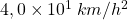 4,0\times 10^1\: km/h^2