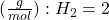 (\frac{g}{mol}) : H_2 = 2